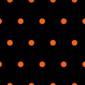 Halloween Orange and Black Polka Dots, Orange dots on Black