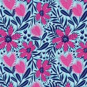 Out of this world floral - wild blue