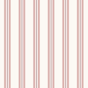 Ticking Stripes, Old Rose, Large Scale, Grandmillennial