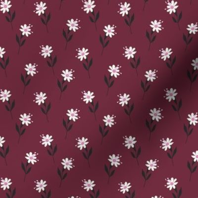 Micro Ditsy Florals Coordinating Pattern Burgundy 