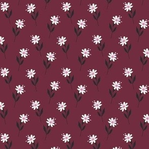Micro Ditsy Florals Coordinating Pattern Burgundy 