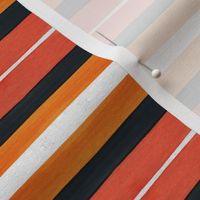 Halloween Stripes Watercolor, Orange, Dark Orange and Black Water Color Stripes on Light Linen Texture Background