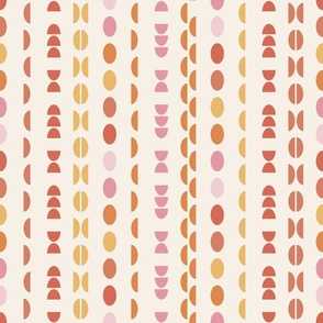 Lines of Dots and Half Circles in Orange and Pink