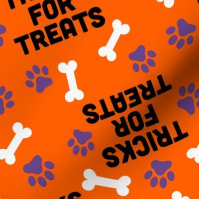 Halloween Dog Paw Tricks For Treats Orange and Black