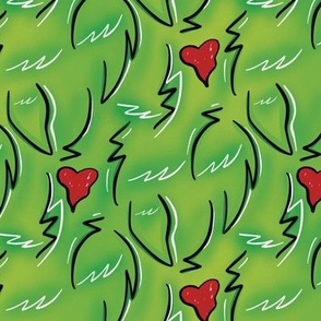 Green Fur Hearts 
