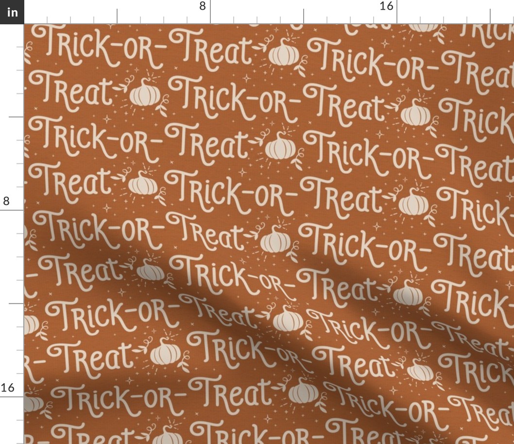 Halloween Trick Or Treat Halloween Pattern, Fall Pumpkin, Rust Orange and Tan