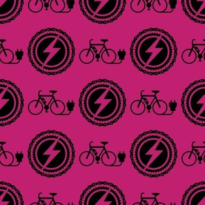 Large Scale EBike Rider Electric Bicycle Enthusiast Black on Bubblegum Shocking Pink