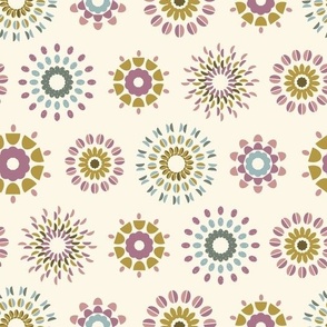 Retro Flowers in Pink and Blue