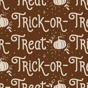  Halloween Trick Or Treat Halloween Pattern, Fall Pumpkin, Brown and Tan