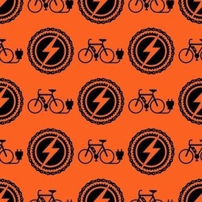 Medium Scale EBike Rider Electric Bicycle Enthusiast Black on Orange