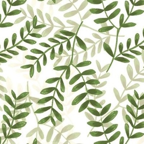 (large) green leaves - white