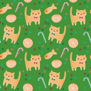 Gingerbread Cat Christmas green