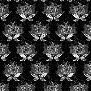 Otherworldly Floralscape Black and White