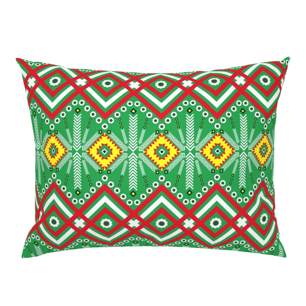Cheery Ethnic Holiday Celebration with Red and Green for Christmas Winter Festival