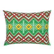 Cheery Ethnic Holiday Celebration with Red and Green for Christmas Winter Festival