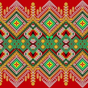 Festive Ethnic Holiday Celebration with Red and Green for Christmas Winter Festival