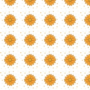 Orange, white, black, Daisy and polka dots Daisy dot coordinate