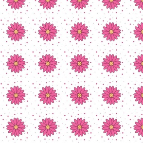 Pink, white, black, Daisy and polka dots Daisy dot coordinate