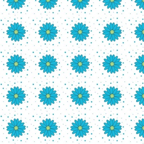 Turquoise, white, black, Daisy and polka dots Daisy dot coordinate