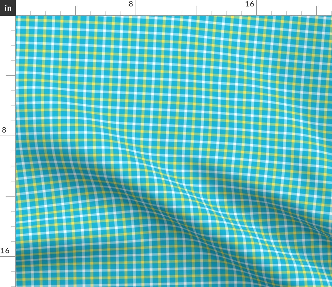 Turquoise, yellow, check, plaid  Daisy dot coordinate