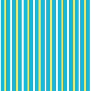 Turquoise, yellow,  white, stripe, stripes  Daisy dot coordinate