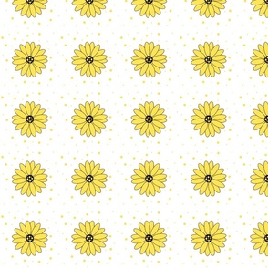 Yellow, white, black, Daisy and polka dots Daisy dot coordinate