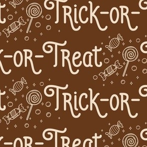 Halloween Trick Or Treat Halloween Pattern, Candy, Brown and Tan