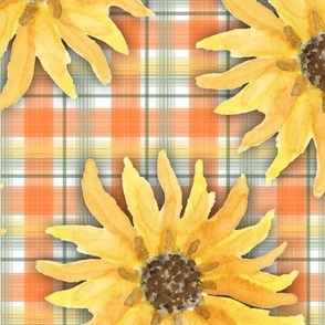 sunflower plaid autumn country fabric