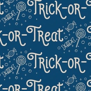 Halloween Trick Or Treat Halloween Pattern, Fall Pumpkin, Tan and Midnight Blue