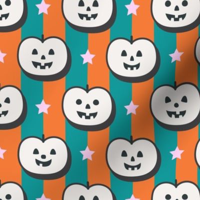 Funky Pumpkins and Stripes | Orange & Teal