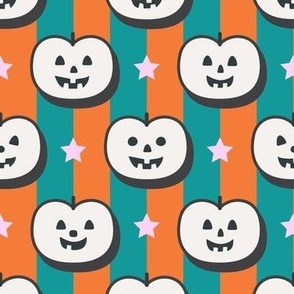 Funky Pumpkins and Stripes | Orange & Teal