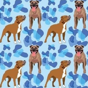 Saffy Terrier Dog blue camouflage - dog fabric small print