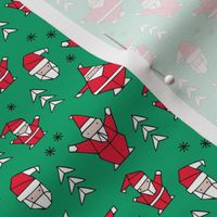 Origami decoration stars seasonal geometric december holiday and santa claus print design red green SMALL