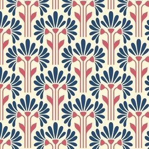 2056 Small - boho flowers, navy / red