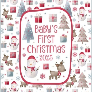 14x18 Panel Baby's First Christmas 2025 Snowman Wonderland Reindeer Gifts for DIY Banner Lovey Wall Hanging Garden Flag