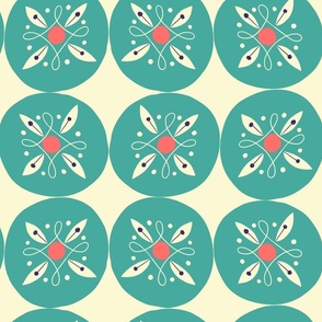 playful florals turquoise circles // large