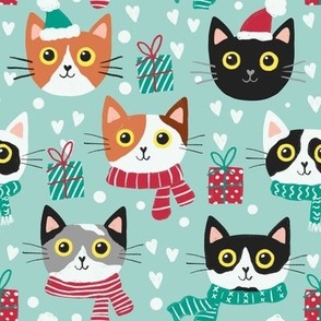Christmas Cat Fabric, Wallpaper and Home Decor | Spoonflower