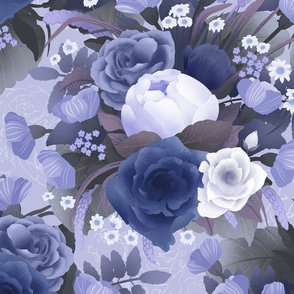 Blue Victoria-Era Florals Bouquet