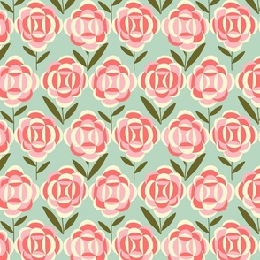 stylized roses on mint // medium