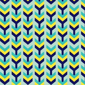 Blue, yellow and teal arrows - Large scale