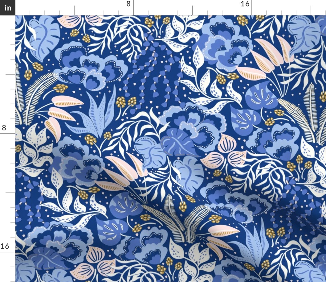 otherworldly botanical/golden blush blue