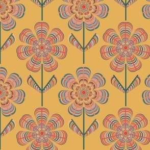 Boho Retro Kaleidoscope Daisies