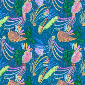 Blue otherworldly trippy abstract floral 