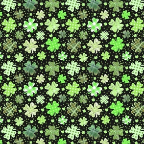 four leaf clover patchwork on black 8x8