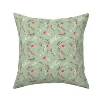 Holly Berry Floral in Frosted Sage - Small