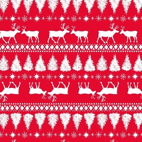 Reindeer Fair Isle Red - Large