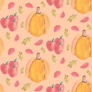 Medium fall produce watercolor on peachy terracotta