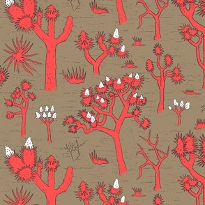  Otherworldly joshua trees coral on brown | medium | colorofmagic