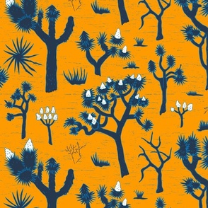 Otherworldly joshua trees navy on marigold | medium