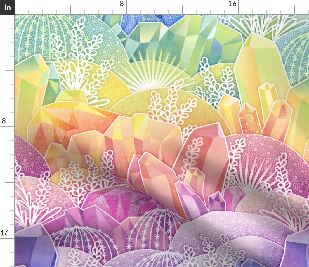 Rainbow Crystal Garden- Medium- Magical Crystals- Rainbows- Unicorn- Fairy tale- Novelty- Kids- Children- Dopamine Wallpaper- Multicolor- Pride- LGBTQ